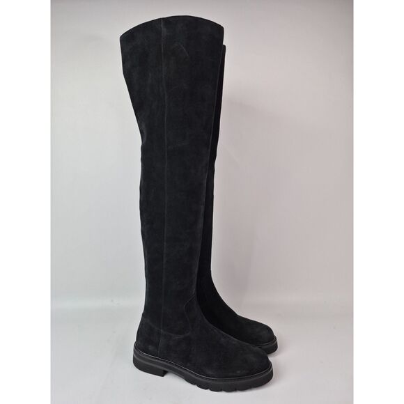 Stuart Weitzman Women's Black Chicago Lug Suede Over-the-knee Boots Size 6 - Picture 1 of 7